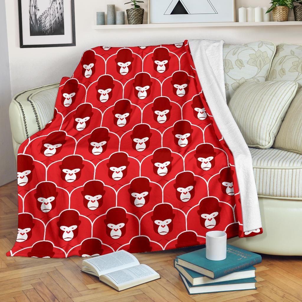 Gorilla Red Pattern Print Blanket-grizzshop