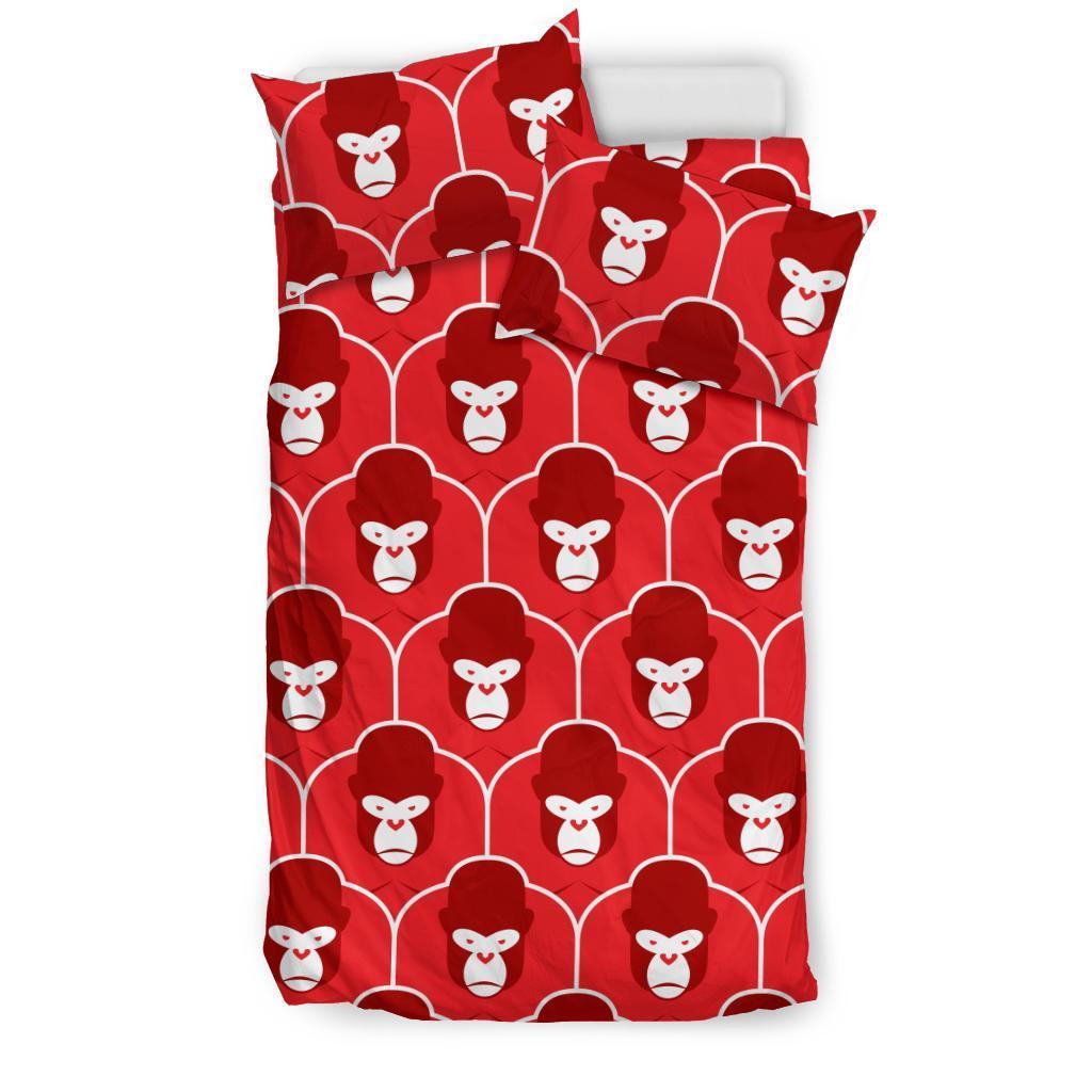 Gorilla Red Pattern Print Duvet Cover Bedding Set-grizzshop