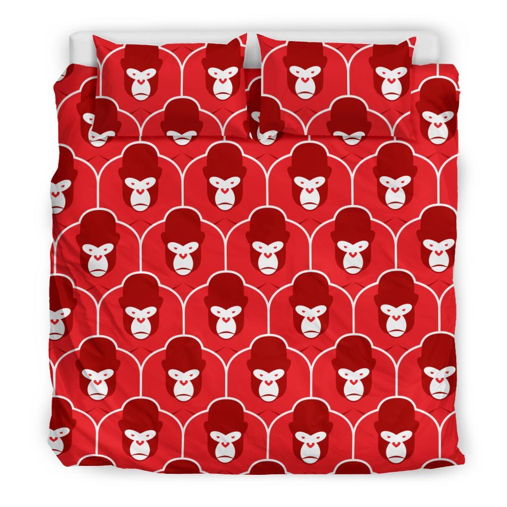 Gorilla Red Pattern Print Duvet Cover Bedding Set-grizzshop