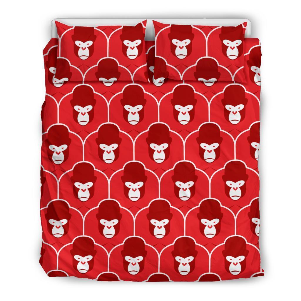 Gorilla Red Pattern Print Duvet Cover Bedding Set-grizzshop