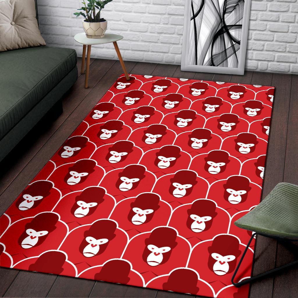 Gorilla Red Pattern Print Floor Mat-grizzshop