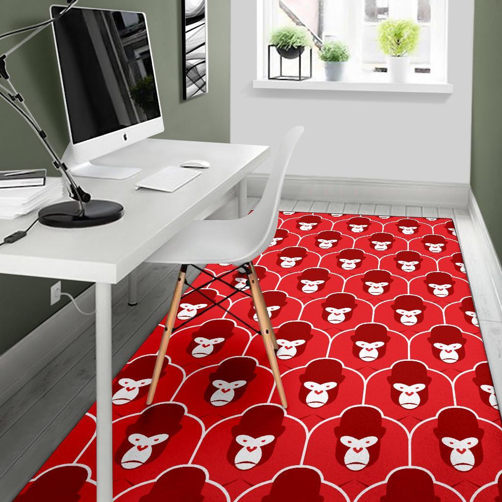 Gorilla Red Pattern Print Floor Mat-grizzshop