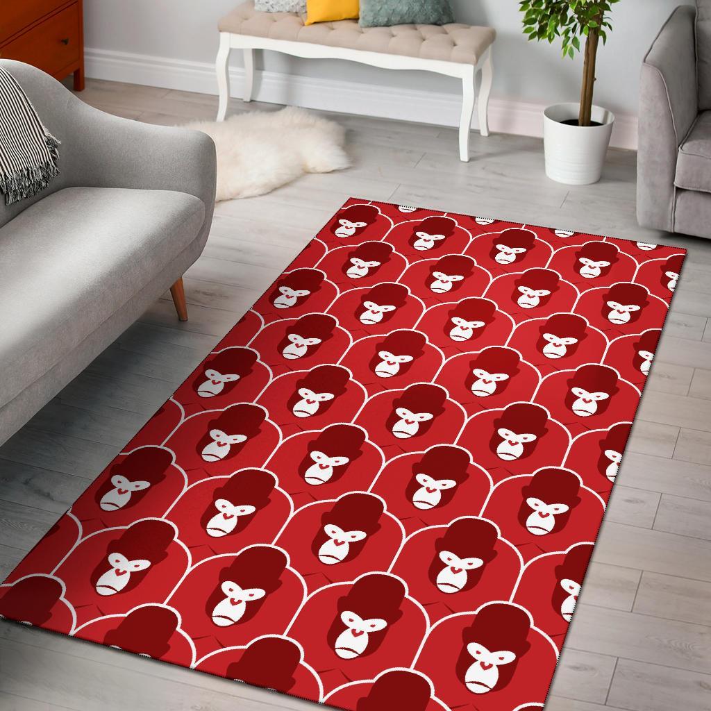 Gorilla Red Pattern Print Floor Mat-grizzshop