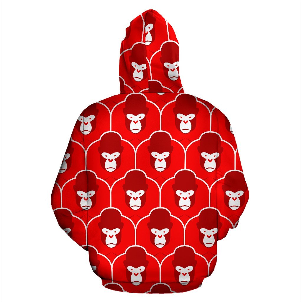 Gorilla Red Pattern Print Men Women Pullover Hoodie-grizzshop