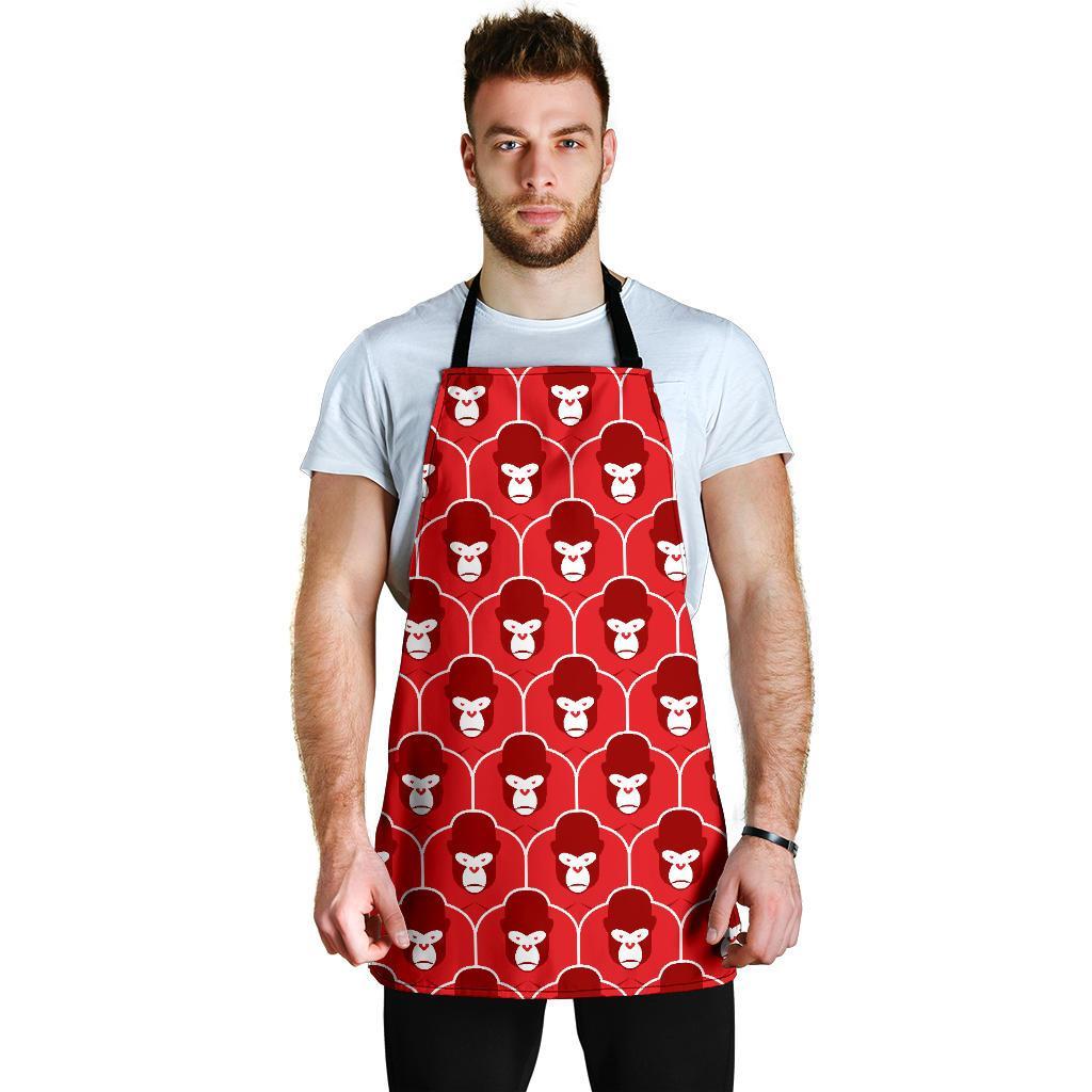 Gorilla Red Pattern Print Men's Apron-grizzshop