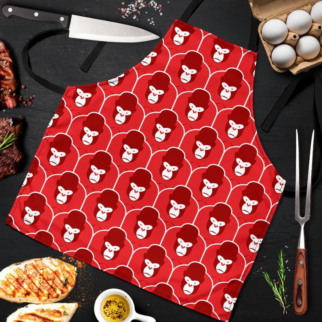 Gorilla Red Pattern Print Men's Apron-grizzshop