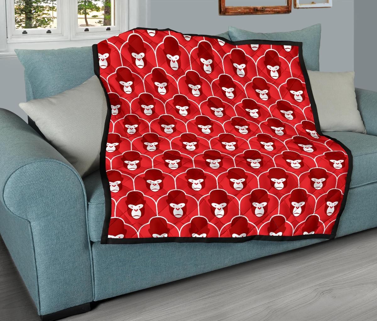 Gorilla Red Pattern Print Quilt-grizzshop