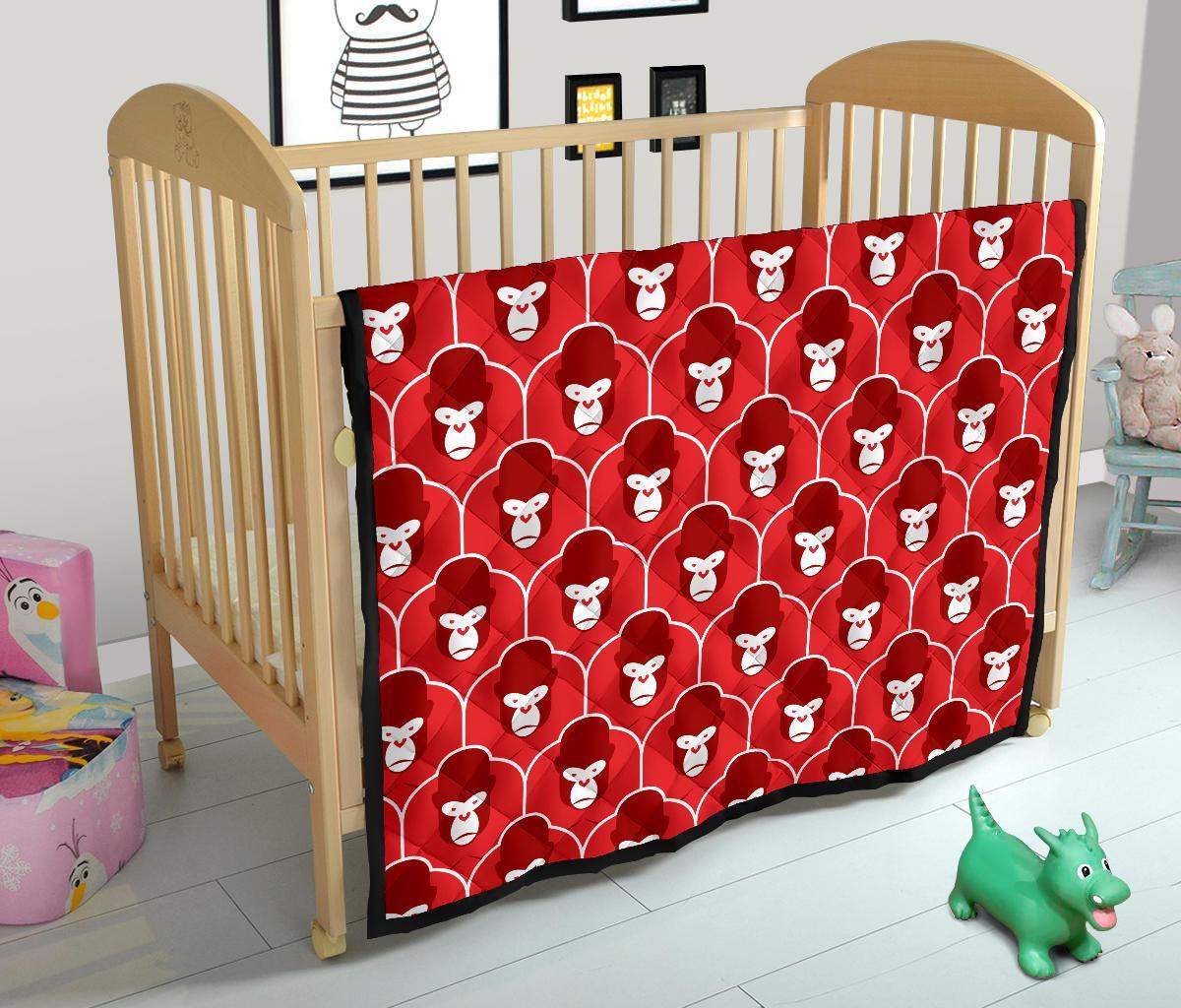 Gorilla Red Pattern Print Quilt-grizzshop