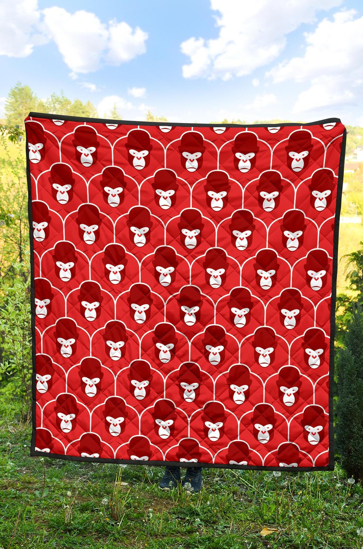 Gorilla Red Pattern Print Quilt-grizzshop