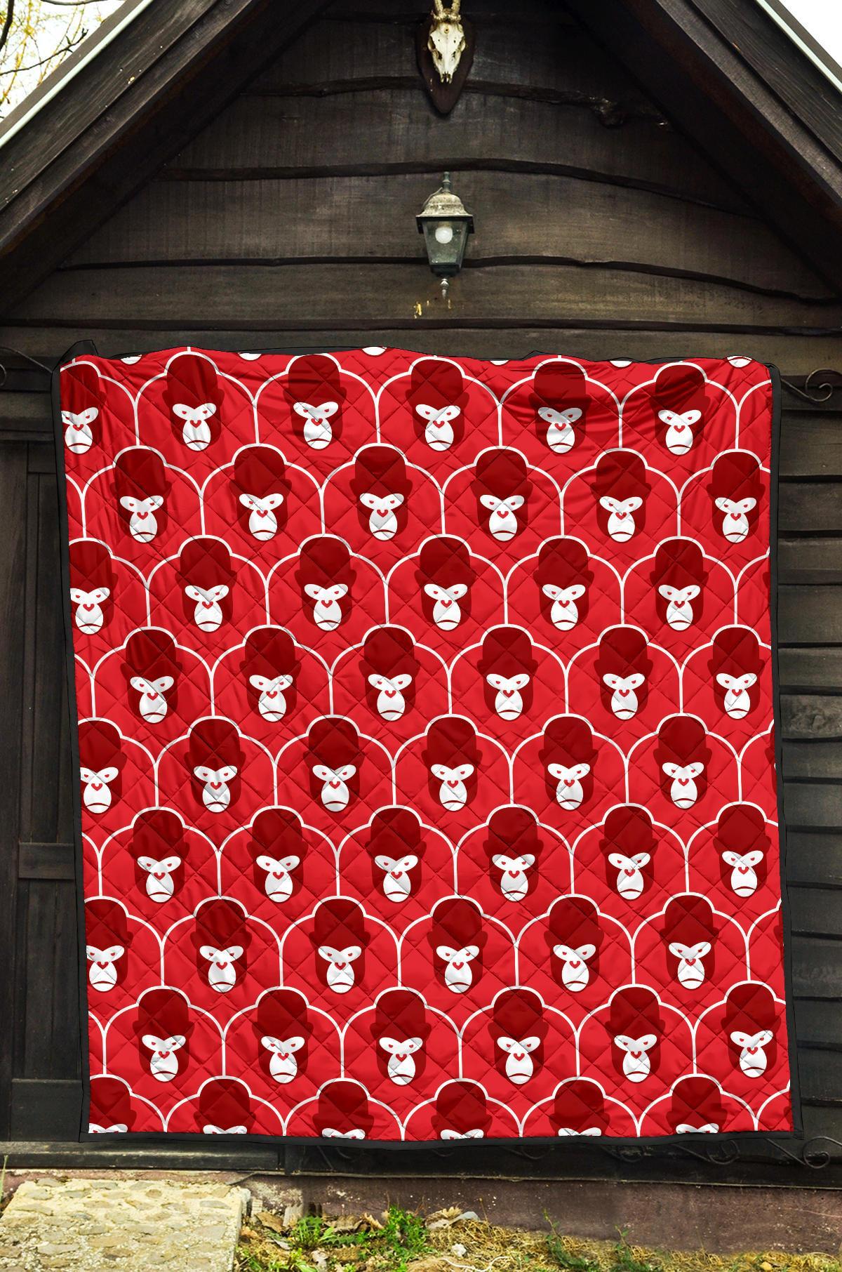 Gorilla Red Pattern Print Quilt-grizzshop