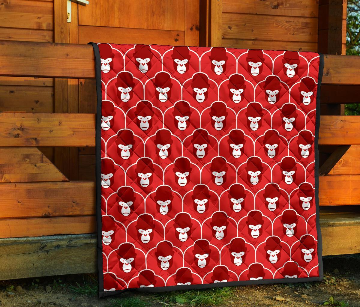 Gorilla Red Pattern Print Quilt-grizzshop