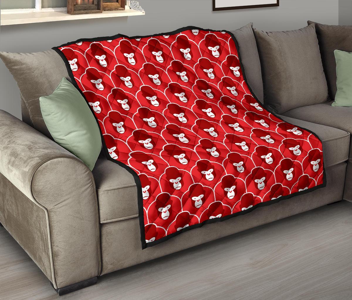 Gorilla Red Pattern Print Quilt-grizzshop