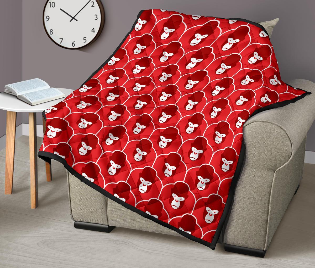 Gorilla Red Pattern Print Quilt-grizzshop