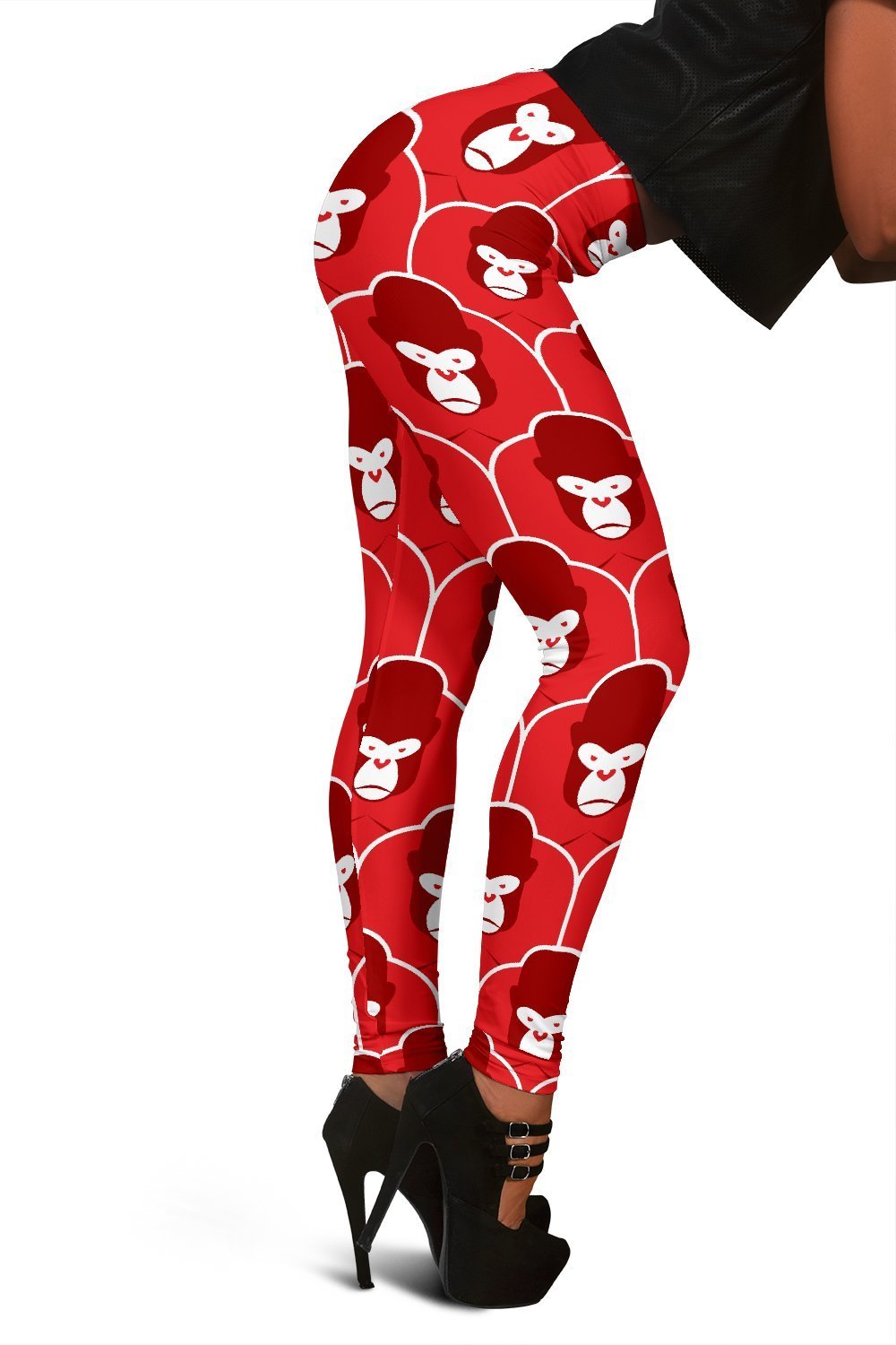 Gorilla Red Pattern Print Women Leggings-grizzshop