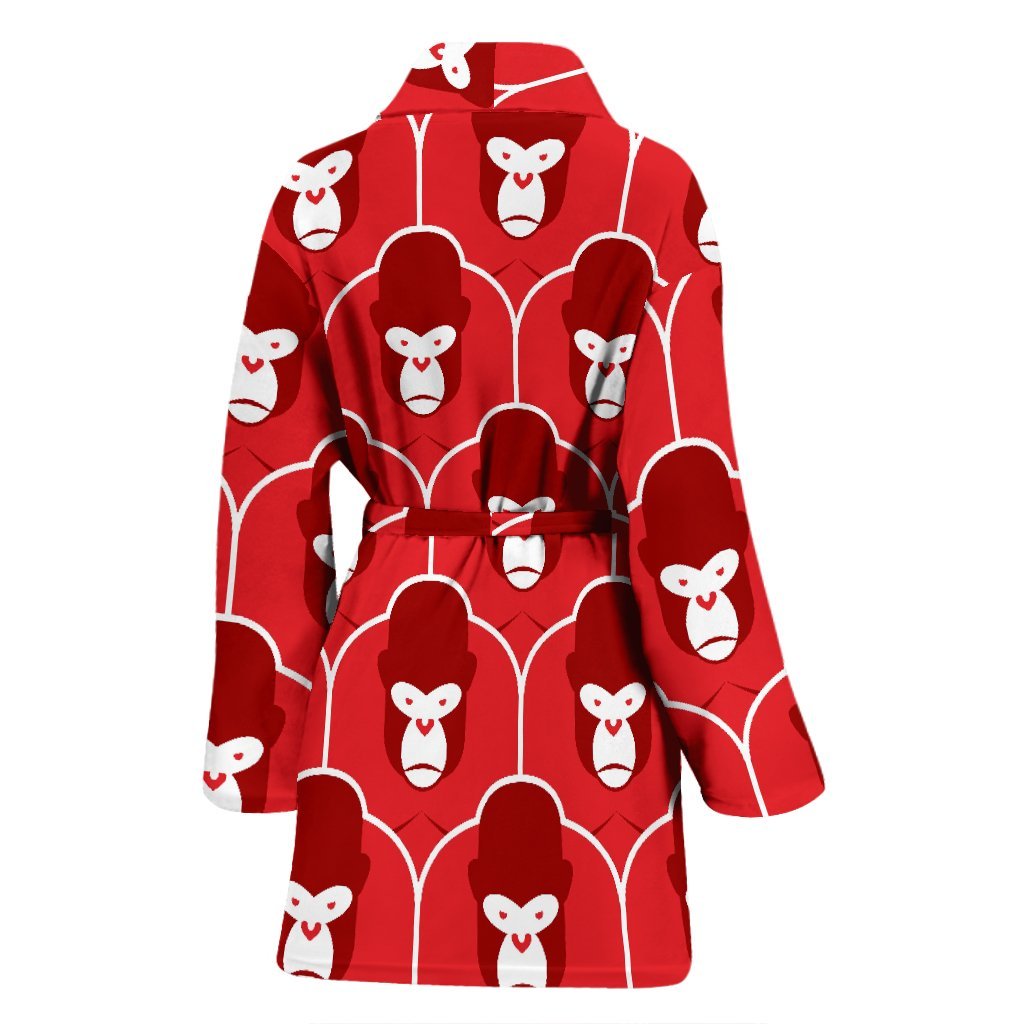 Gorilla Red Pattern Print Women Long Robe-grizzshop