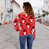 Gorilla Red Pattern Print Women Off Shoulder Sweatshirt-grizzshop