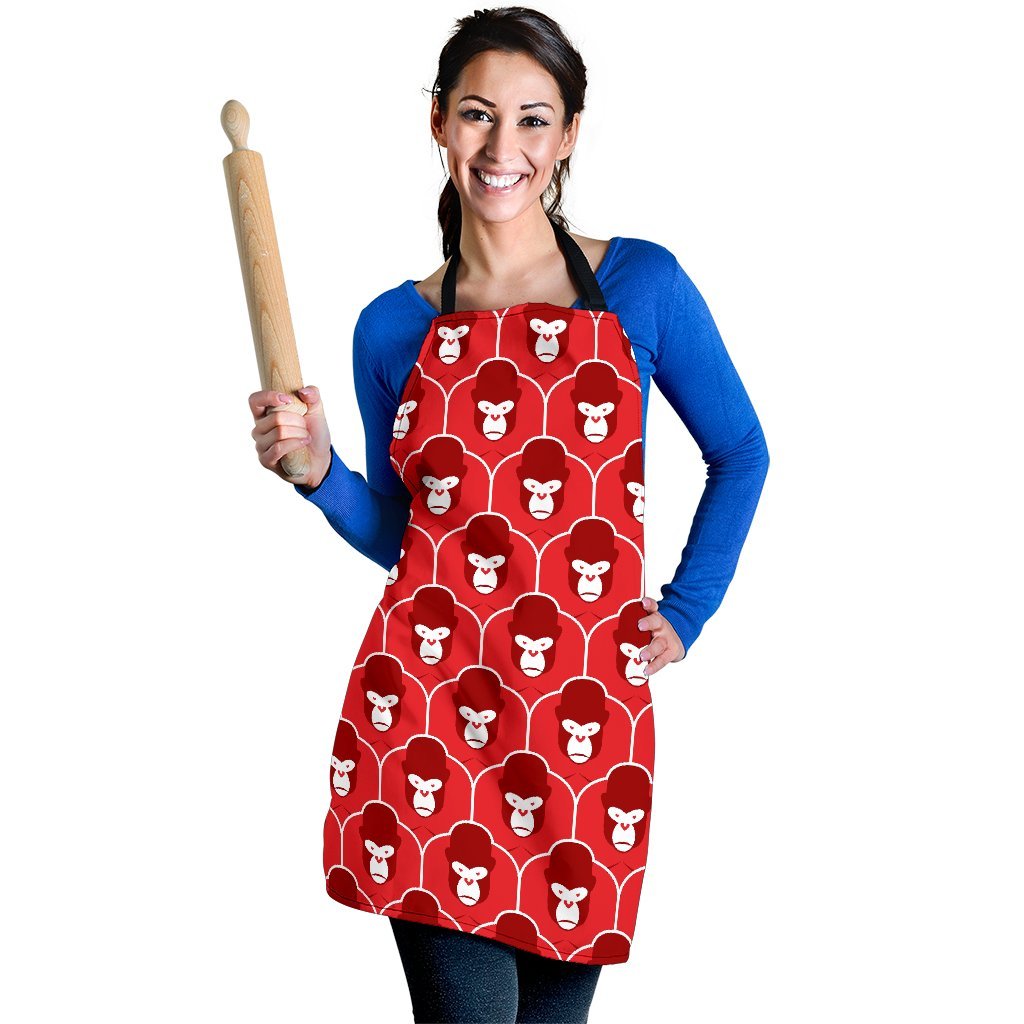 Gorilla Red Pattern Print Women's Apron-grizzshop