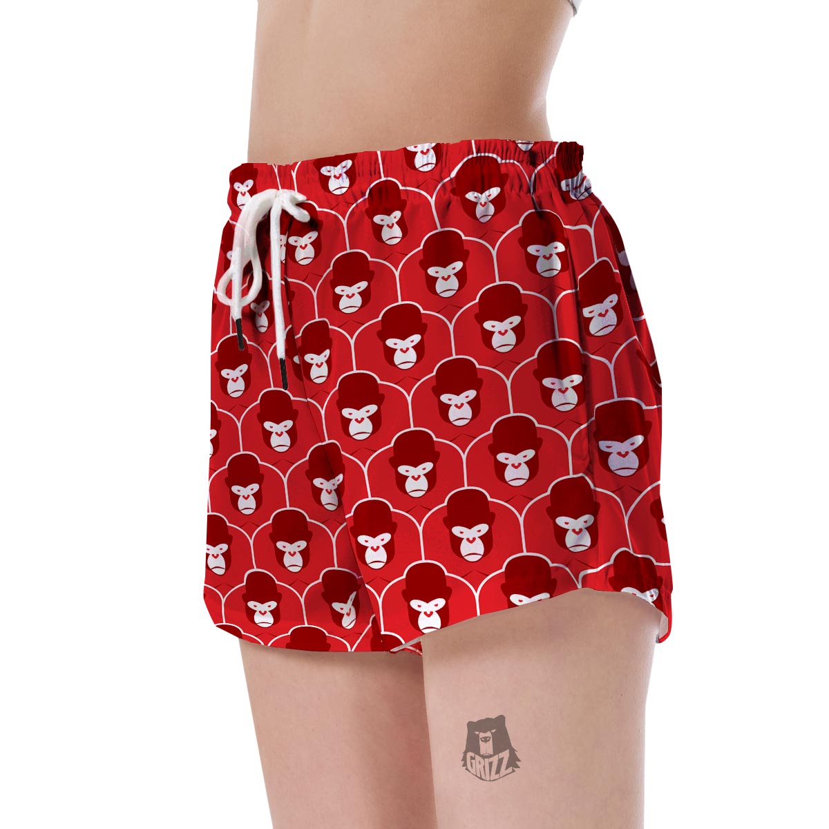 Gorilla Red Pattern Print Women's Shorts-grizzshop