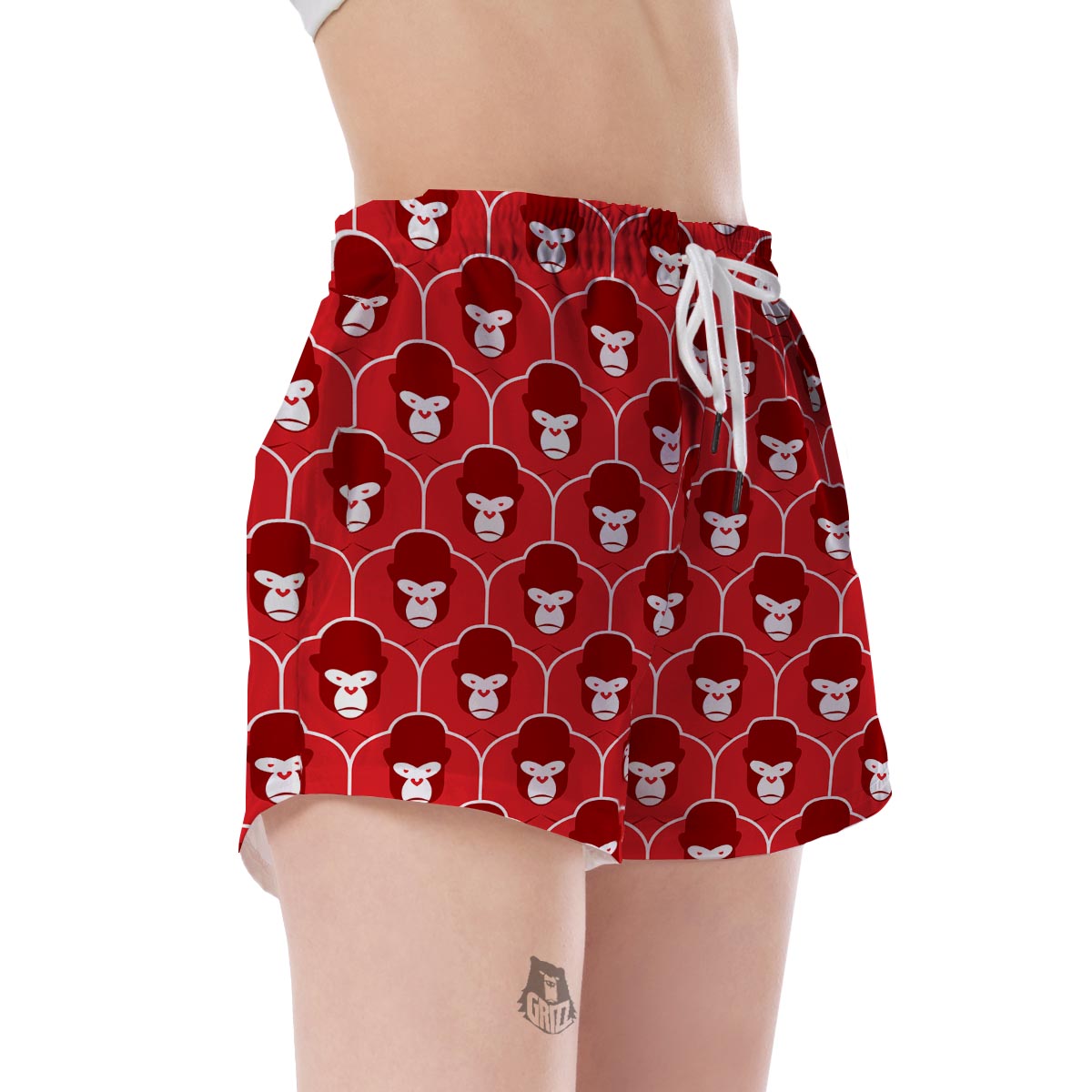 Gorilla Red Pattern Print Women's Shorts-grizzshop