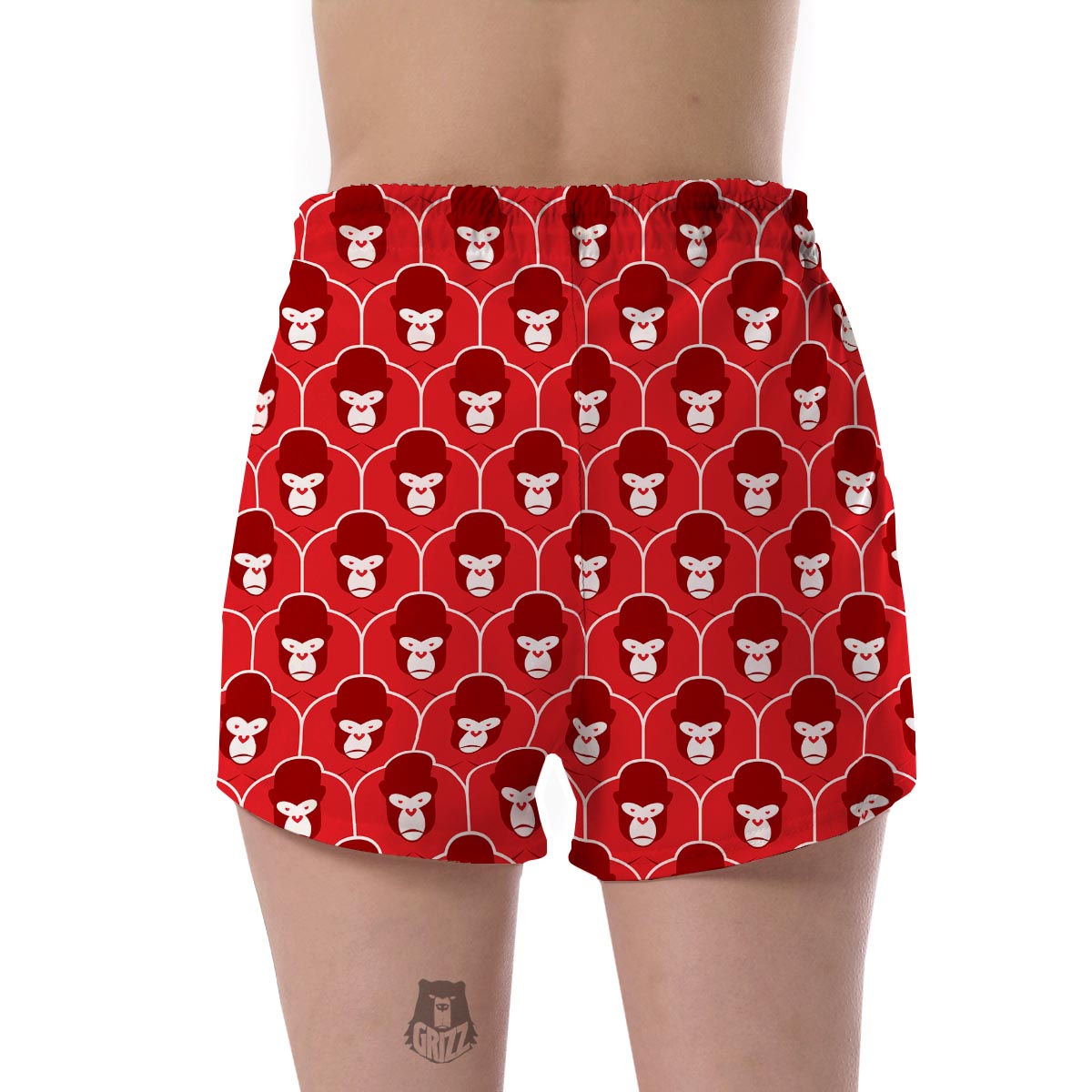 Gorilla Red Pattern Print Women's Shorts-grizzshop