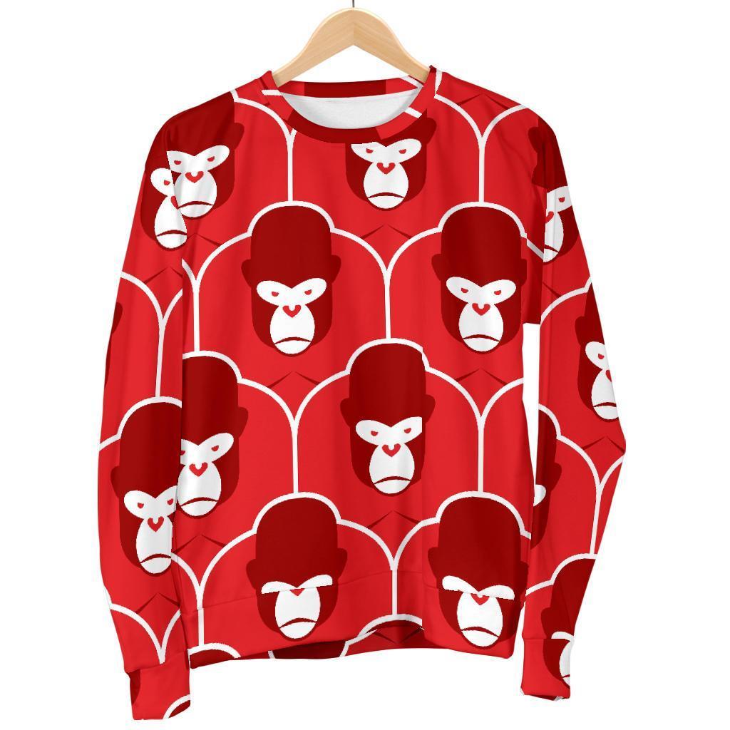 Gorilla Red Pattern Print Women's Sweatshirt-grizzshop