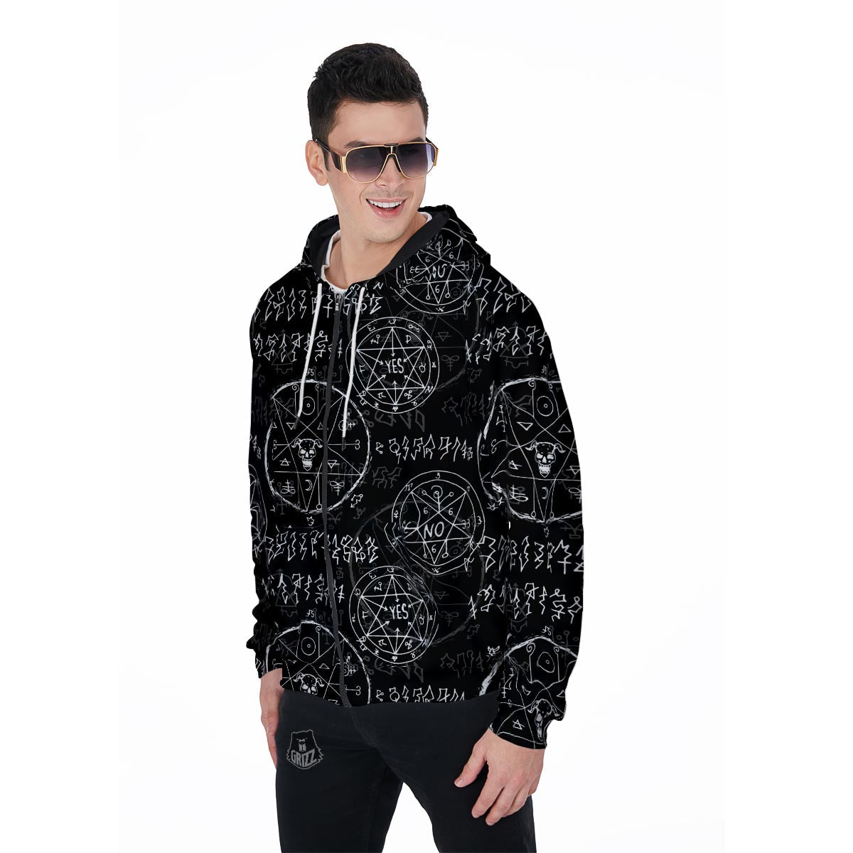 Gothic Men's Zip Up Hoodie-grizzshop