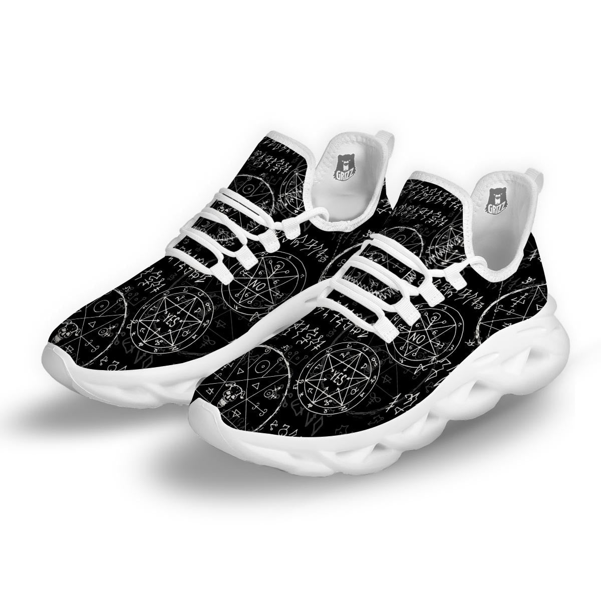 Gothic White Running Shoes-grizzshop