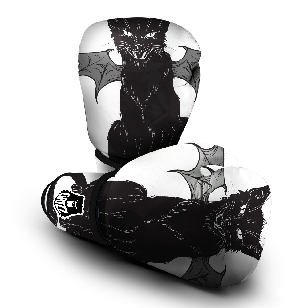 Gothic Wiccan Cat White And Black Print Boxing Gloves-grizzshop