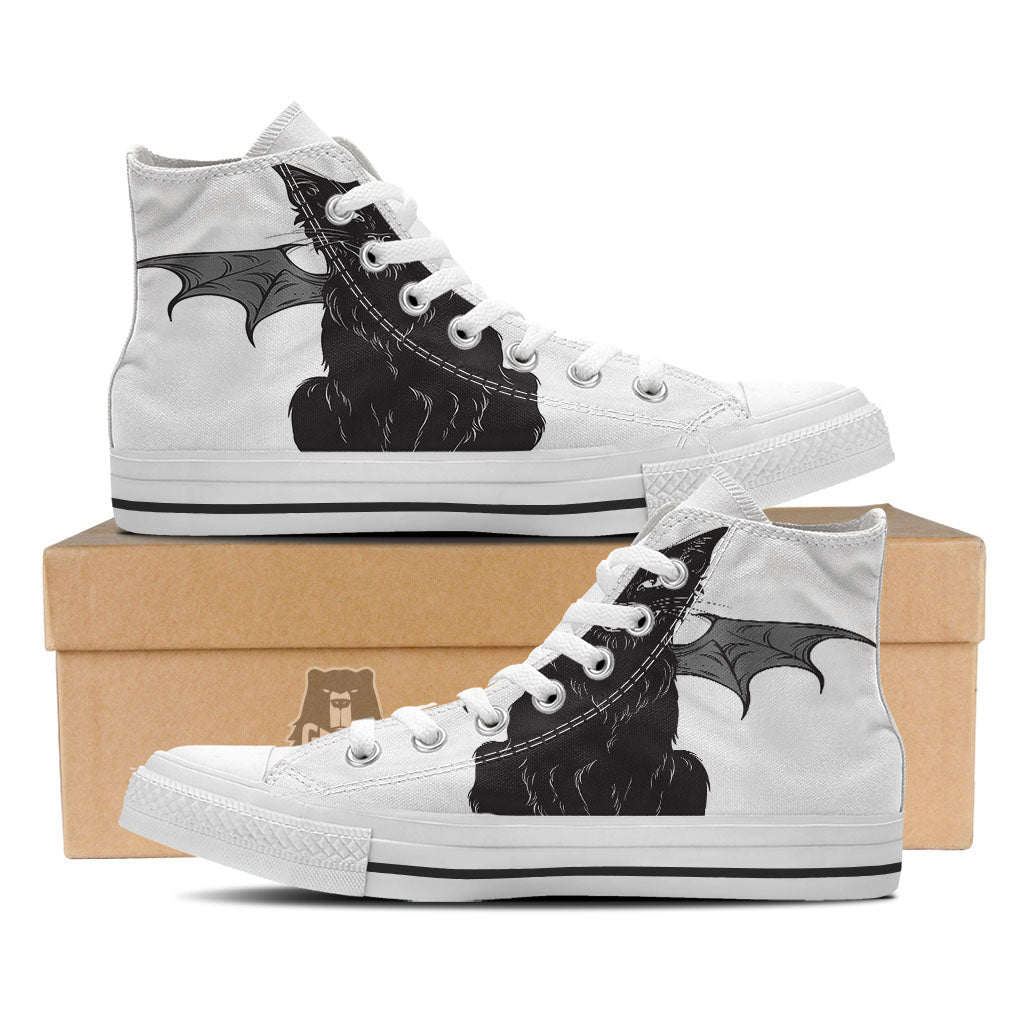 Gothic Wiccan Cat White And Black Print White High Top Shoes-grizzshop