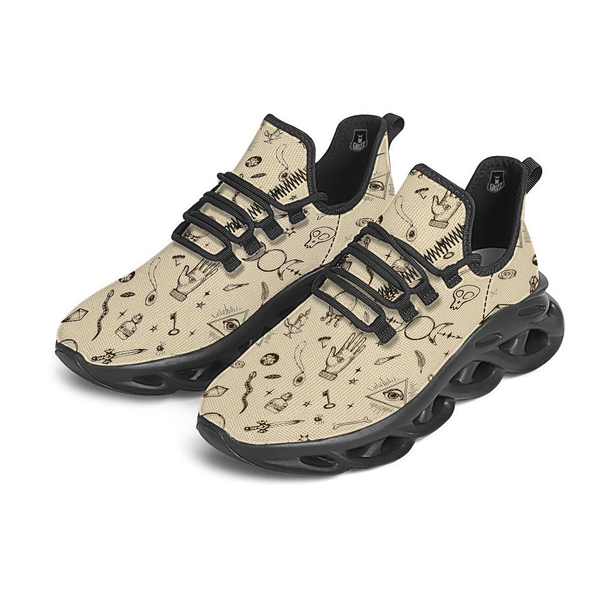 Gothic Witch Black Running Shoes-grizzshop