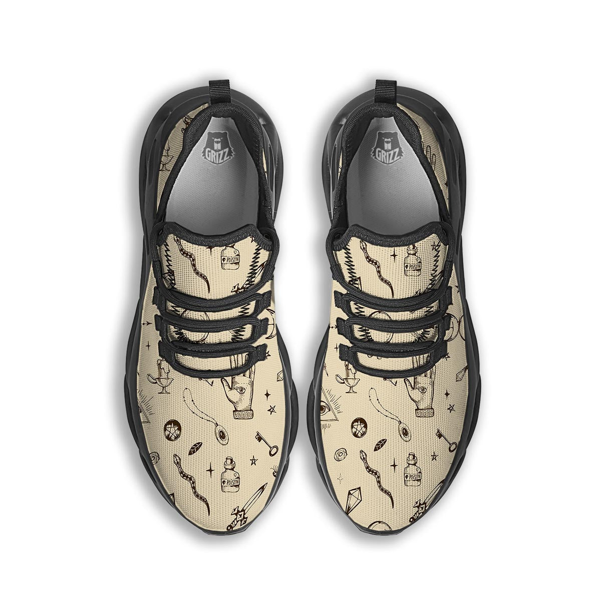 Gothic Witch Black Running Shoes-grizzshop