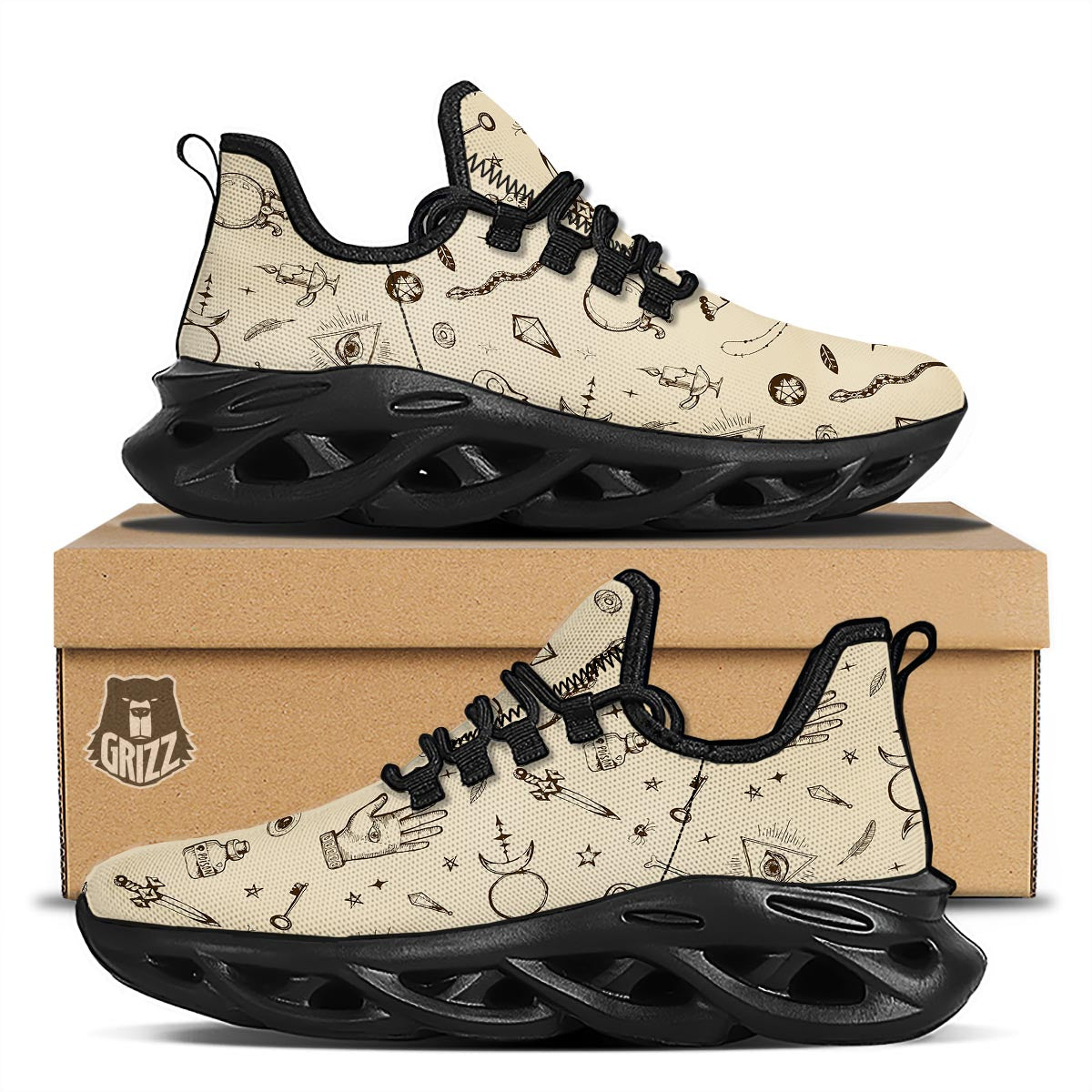 Gothic Witch Black Running Shoes-grizzshop