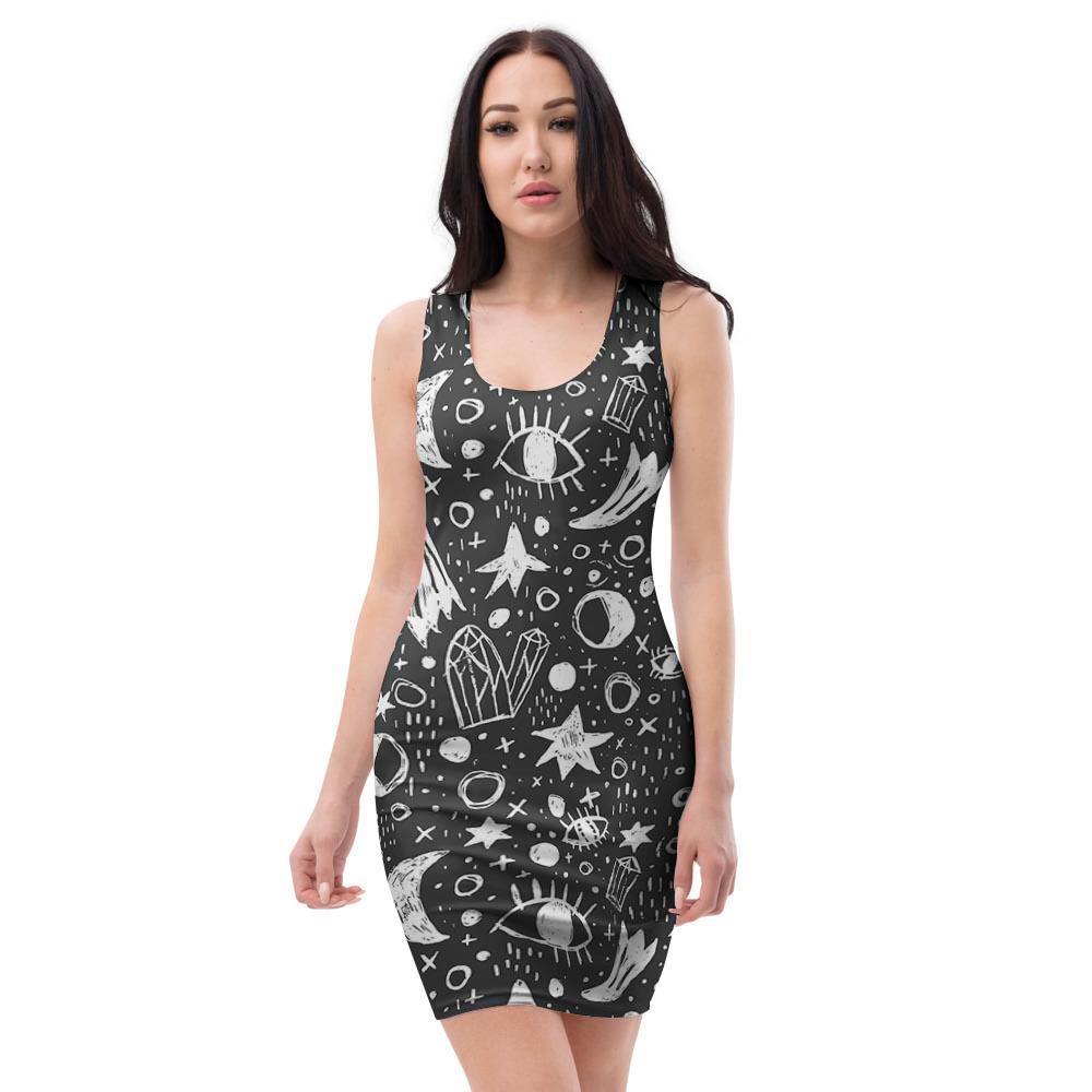 Gothic Witchcraft Bodycon Dress-grizzshop