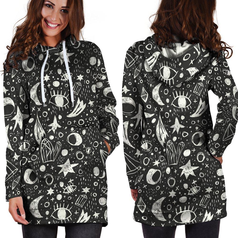 Gothic Witchcraft Hoodie Dress-grizzshop