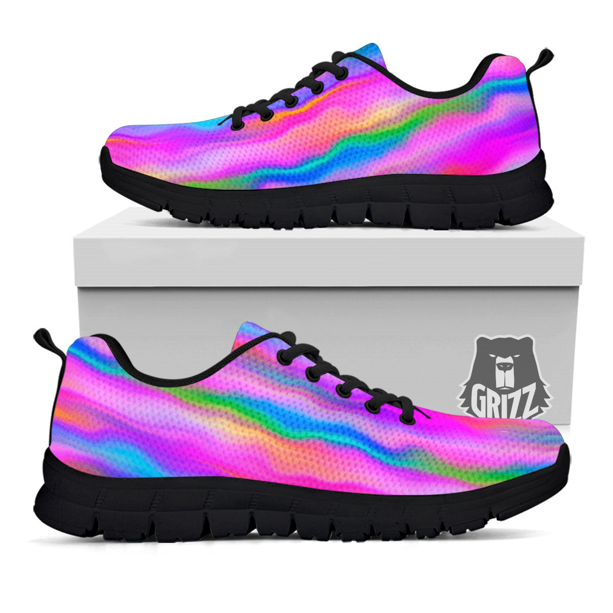 Gradient Psychedelic Print Pattern Black Sneaker-grizzshop