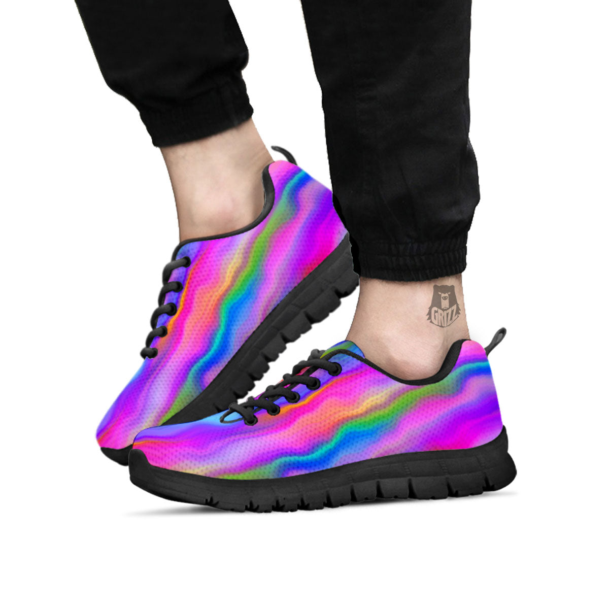 Gradient Psychedelic Print Pattern Black Sneaker-grizzshop