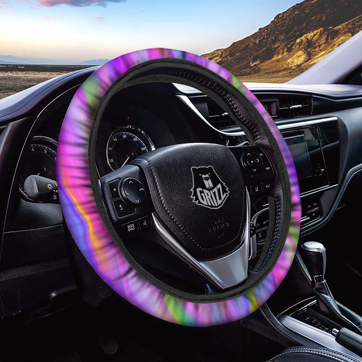 Gradient Psychedelic Print Pattern Car Steering Wheel Cover-grizzshop