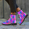 Gradient Psychedelic Print Pattern Leather Boots-grizzshop