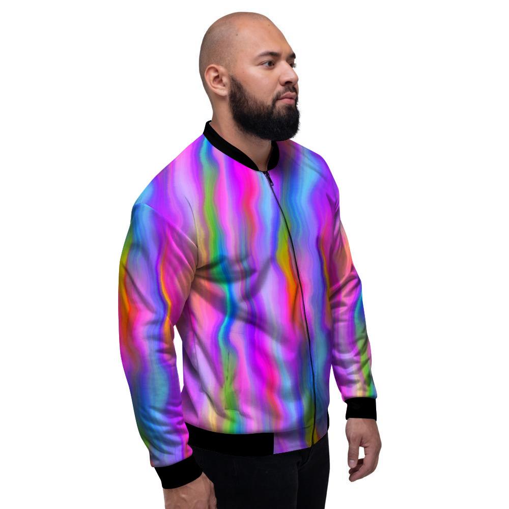 Gradient Psychedelic Print Pattern Men's Bomber Jacket-grizzshop