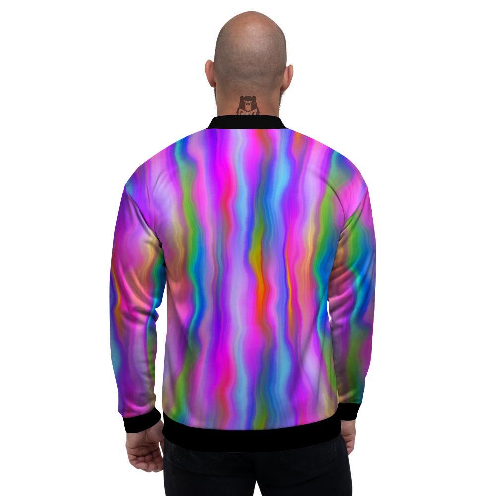 Gradient Psychedelic Print Pattern Men's Bomber Jacket-grizzshop