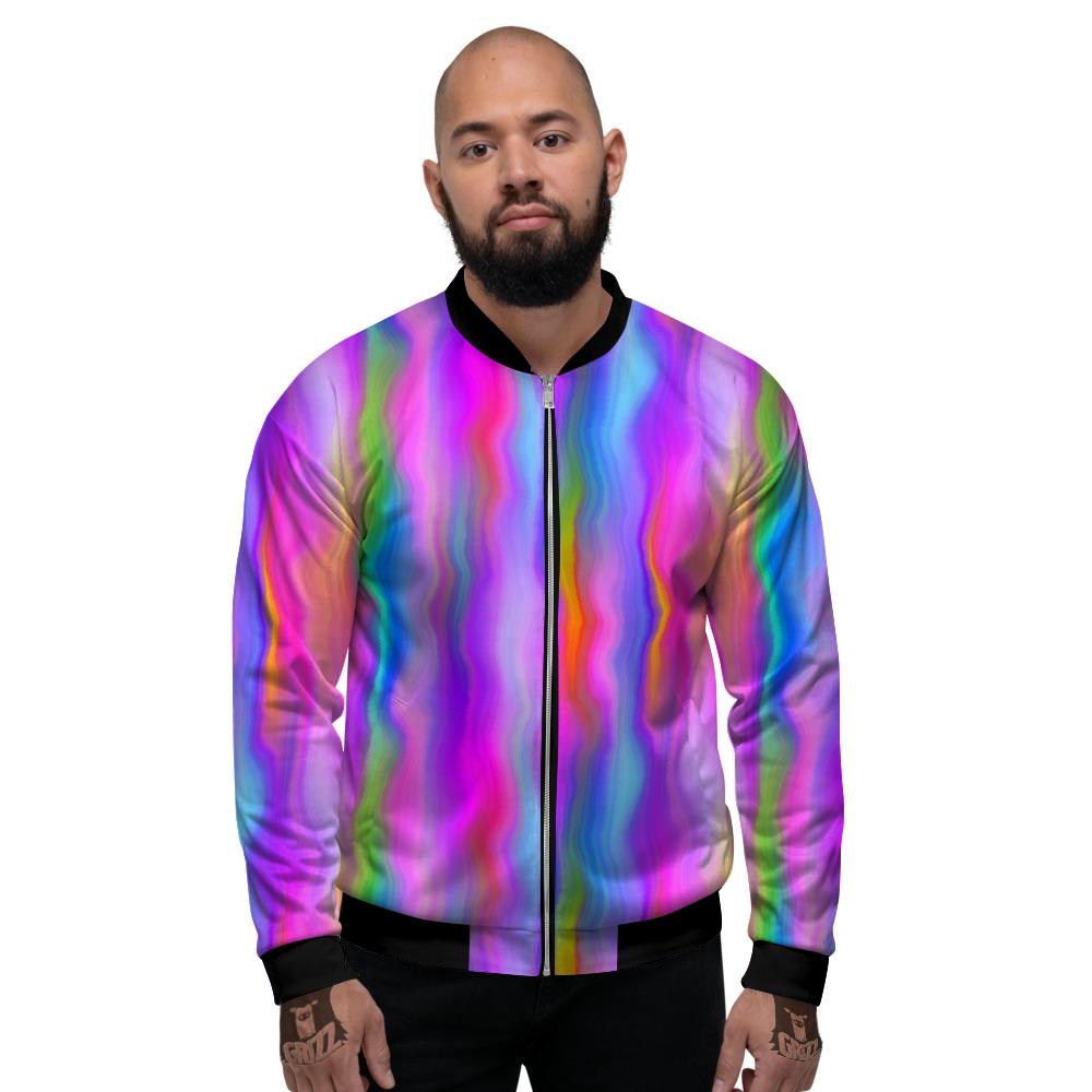 Gradient Psychedelic Print Pattern Men's Bomber Jacket-grizzshop