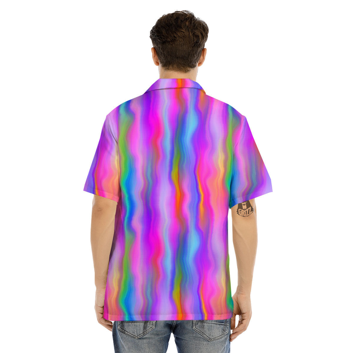 Gradient Psychedelic Print Pattern Men's Hawaiian Shirt-grizzshop