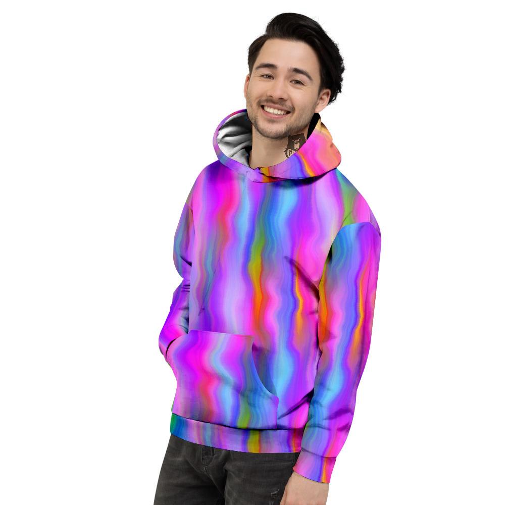 Gradient Psychedelic Print Pattern Men's Hoodie-grizzshop