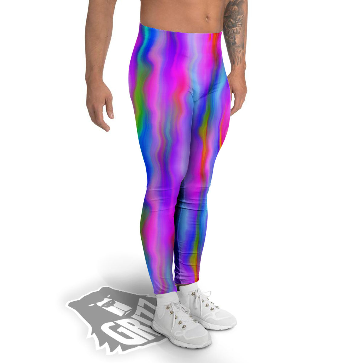 Gradient Psychedelic Print Pattern Men's Leggings-grizzshop