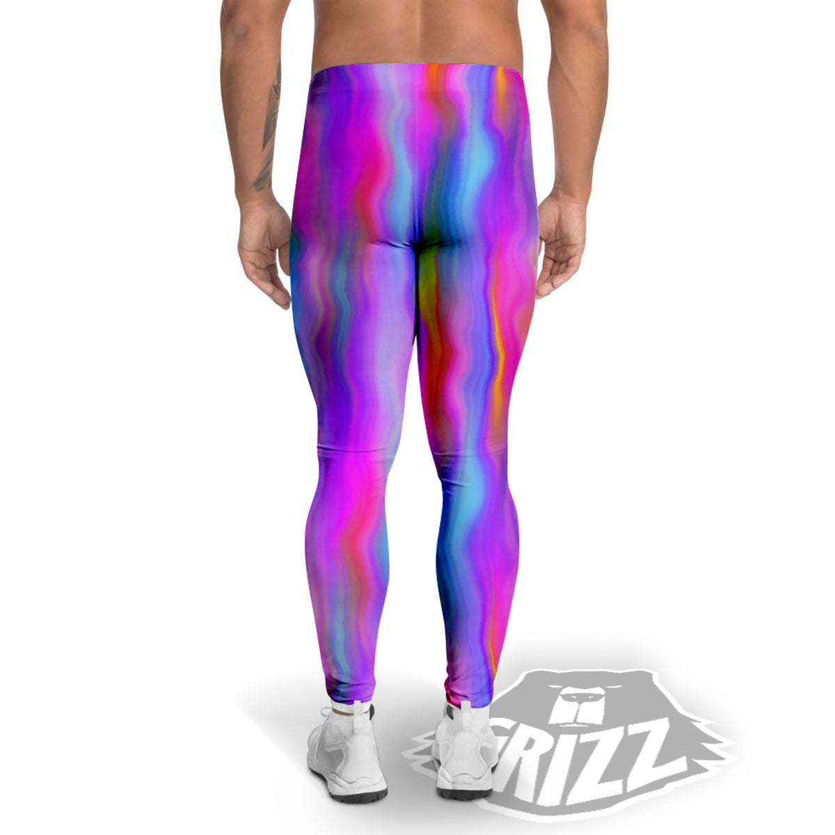 Gradient Psychedelic Print Pattern Men's Leggings-grizzshop