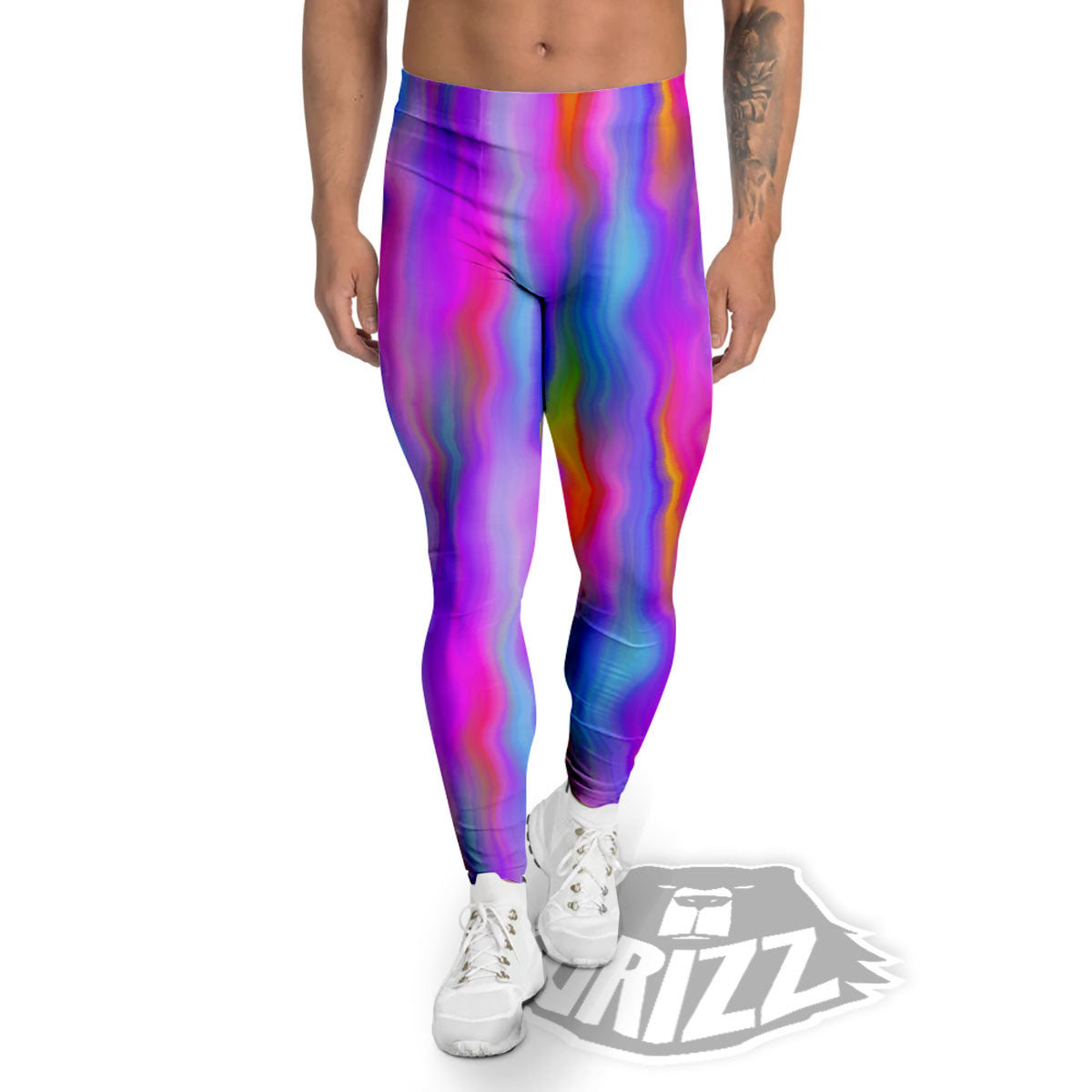 Gradient Psychedelic Print Pattern Men's Leggings-grizzshop