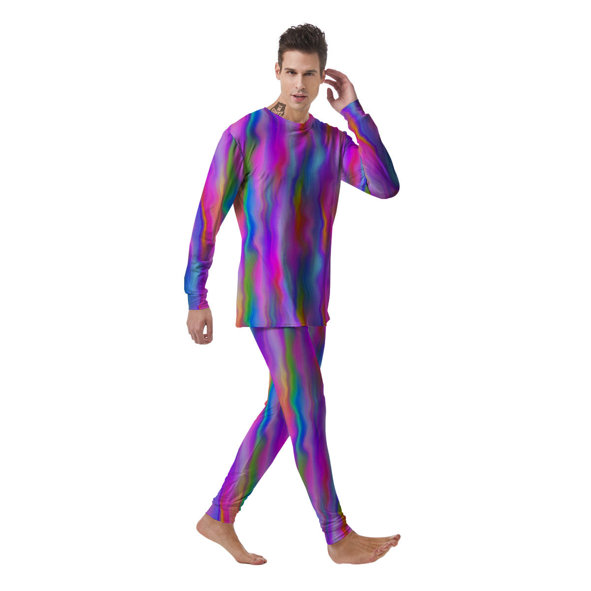 Gradient Psychedelic Print Pattern Men's Pajamas-grizzshop