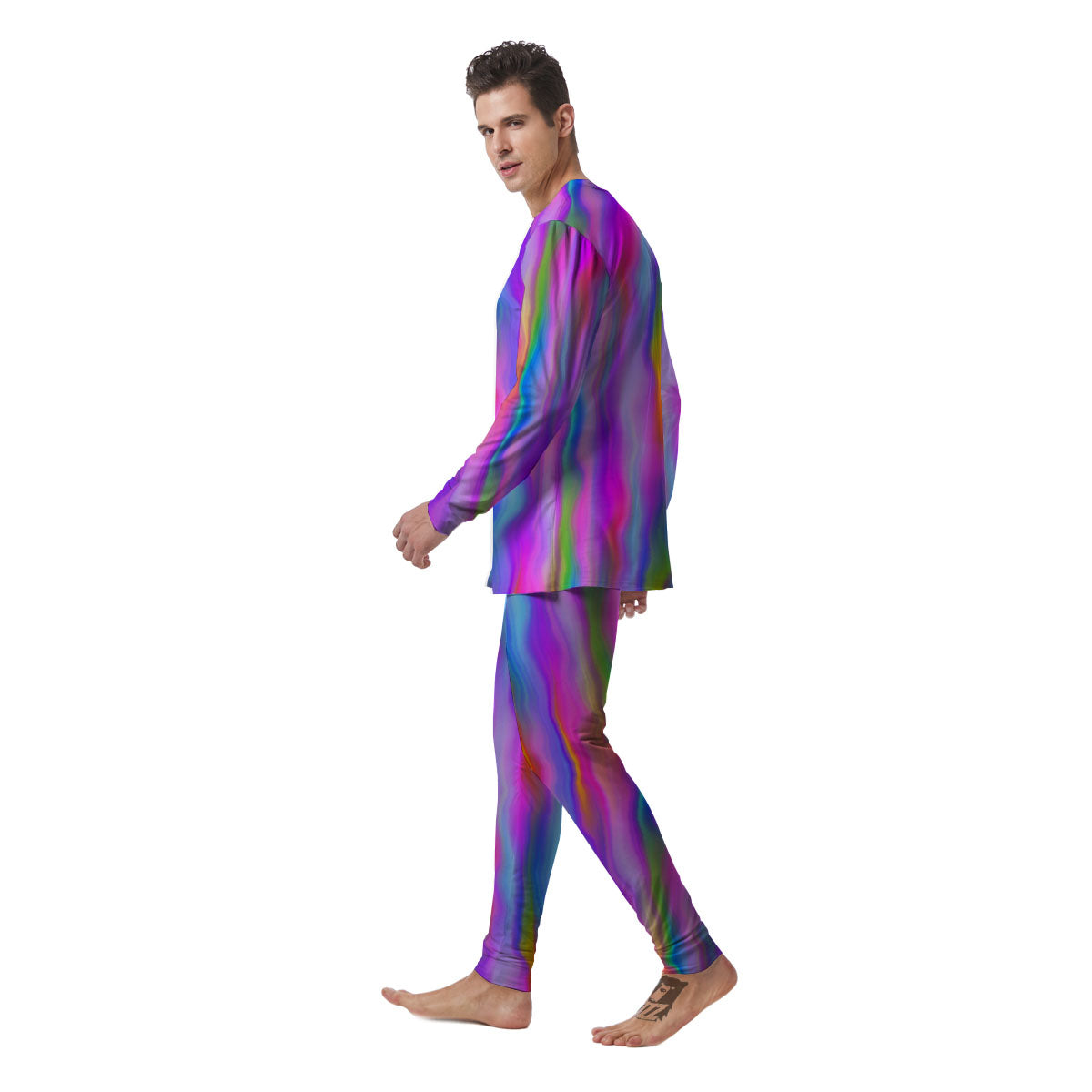 Gradient Psychedelic Print Pattern Men's Pajamas-grizzshop