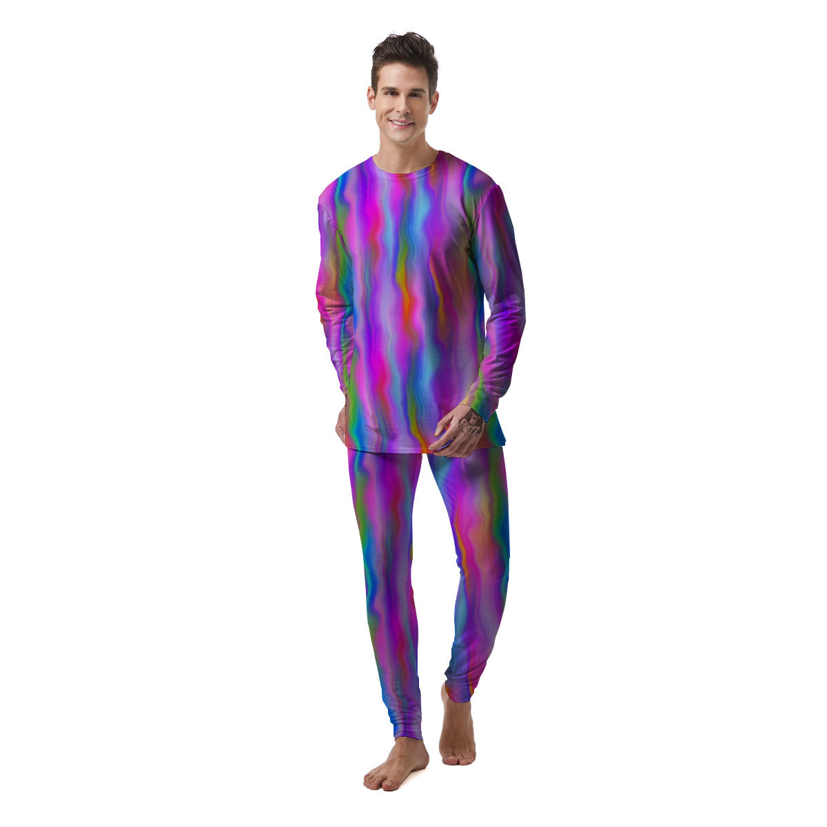 Gradient Psychedelic Print Pattern Men's Pajamas-grizzshop