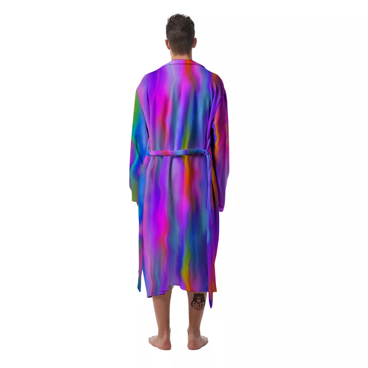 Gradient Psychedelic Print Pattern Men's Robe-grizzshop